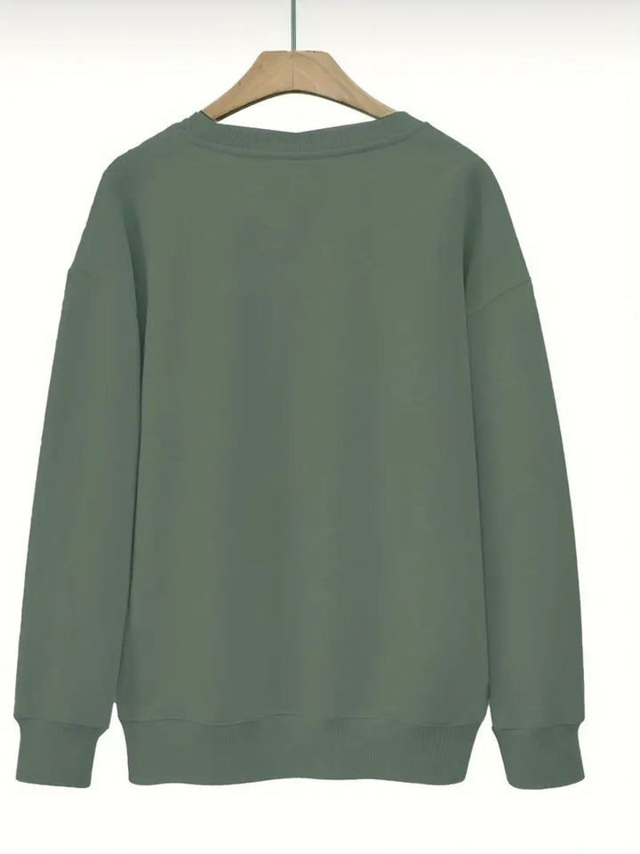 Women's Olive Green Plaid & Thankful Grateful Blessed Print Sweatshirt