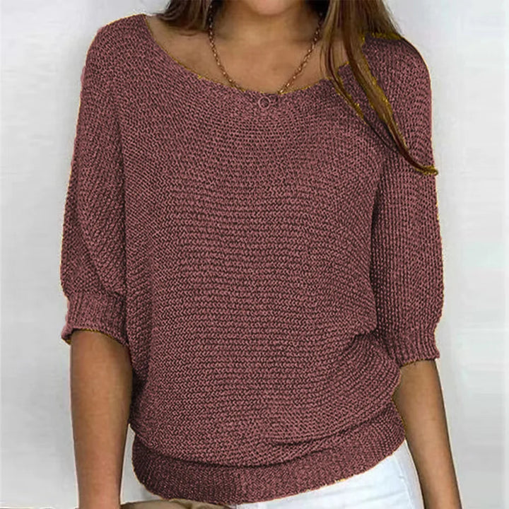 Lisa - Casual jumper with round neck and 3/4 sleeves for women