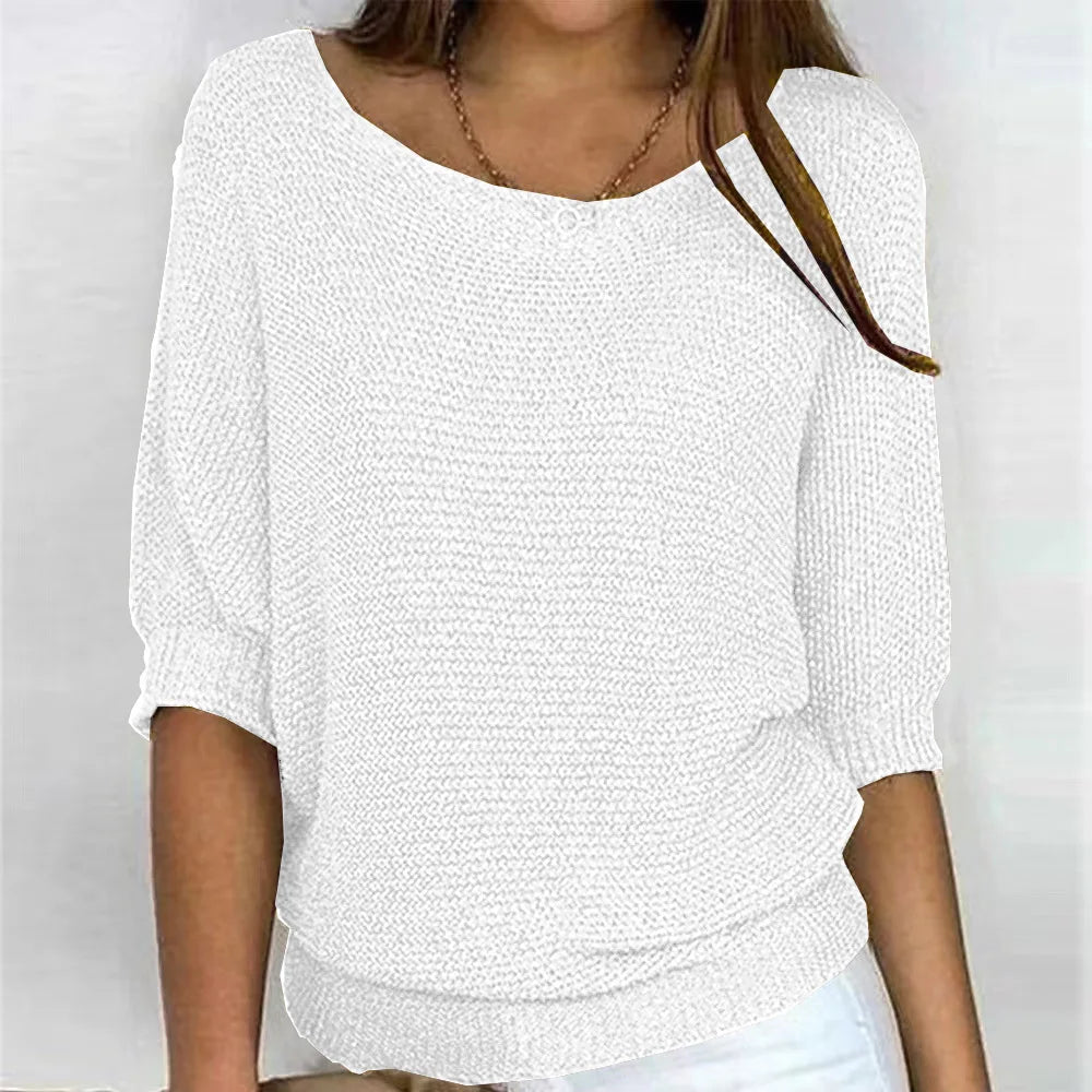 Lisa - Casual jumper with round neck and 3/4 sleeves for women