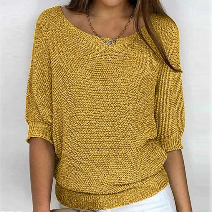 Lisa - Casual jumper with round neck and 3/4 sleeves for women