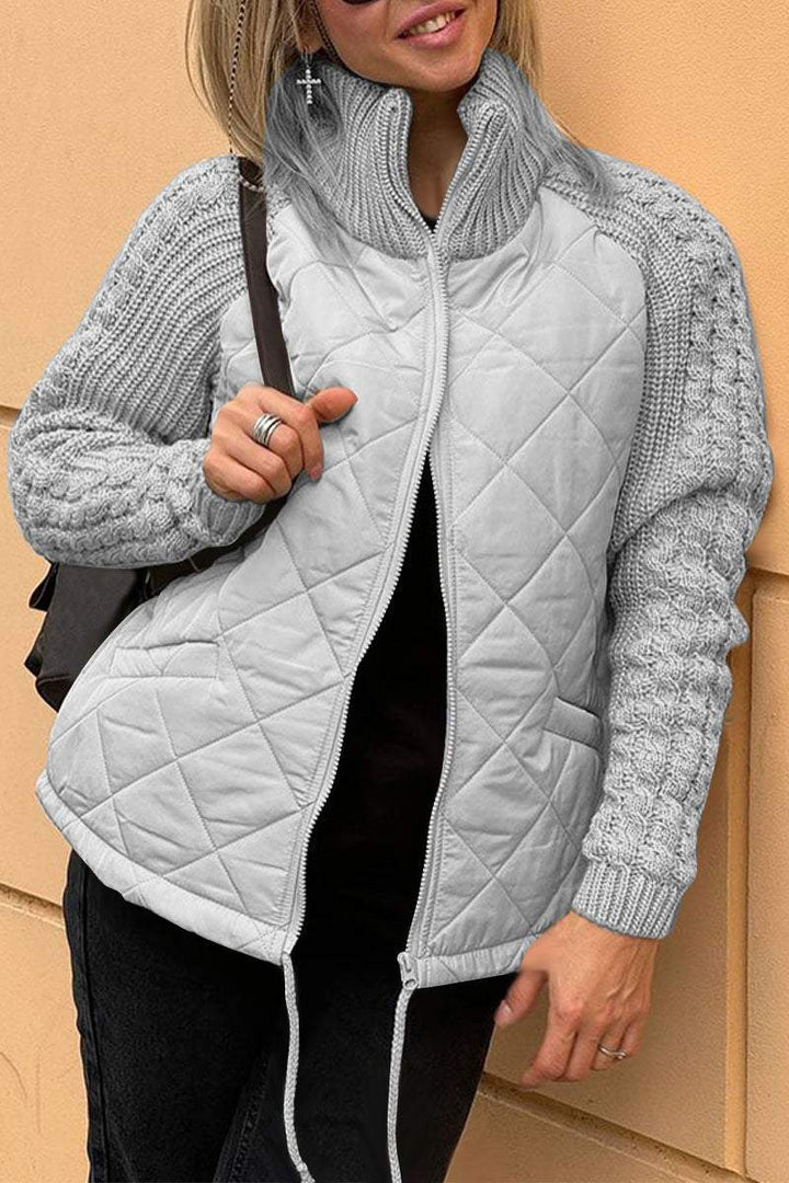 Caroline- Soft & Textured Beige Quilted Jacket | Two-Tone Design