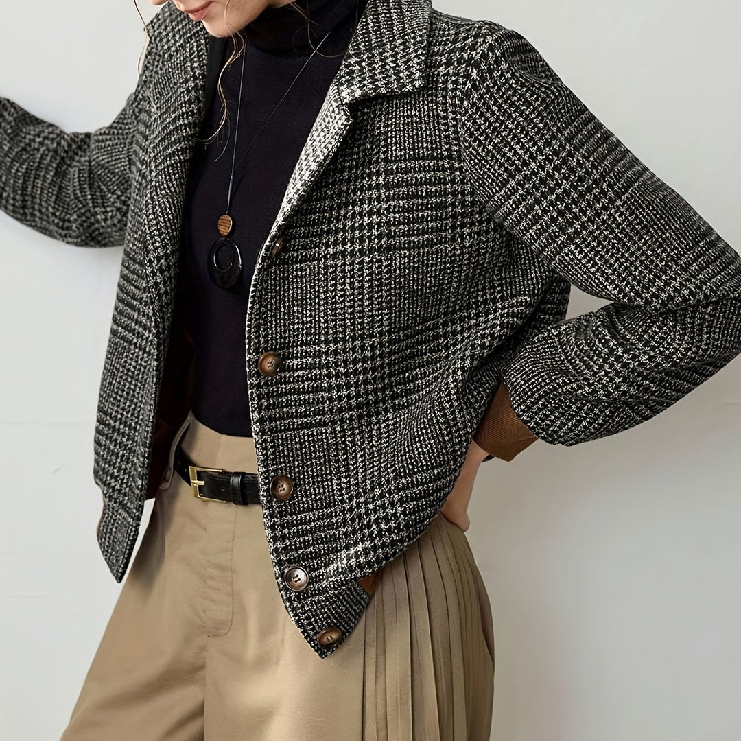 Women's Slim-Fit Plaid Button-Front Jacket