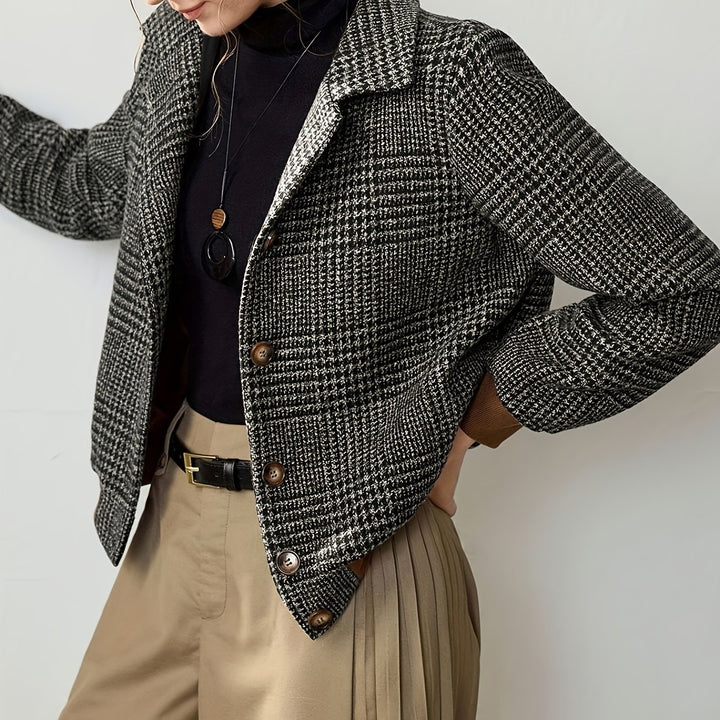 Women's Slim-Fit Plaid Button-Front Jacket