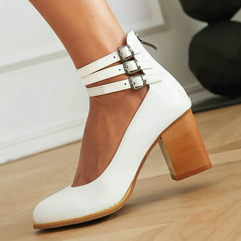 Casilda | Sleek Ankle Strap Sandals with Chunky Heel