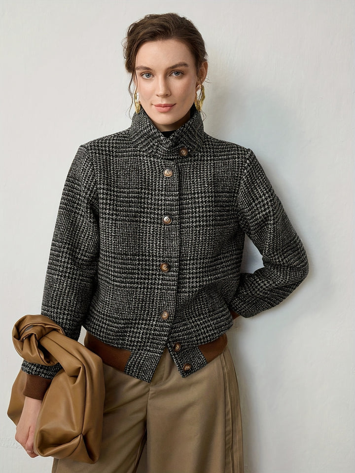 Women's Slim-Fit Plaid Button-Front Jacket