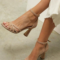 Elviera™ | Round Toe Patchwork Sandals Featuring a Sleek Thin Heel