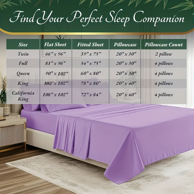 6pcs Bamboo Cooling Bed Sheets Sets  - Ultra Soft & Luxuriously Cooling for Hot Sleepers