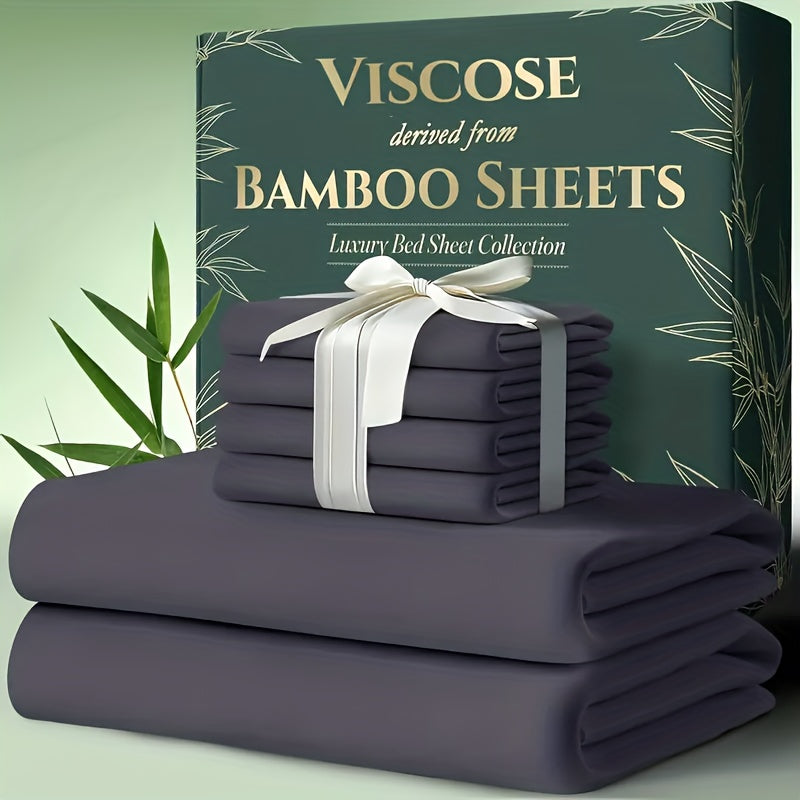 6pcs Bamboo Cooling Bed Sheets Sets  - Ultra Soft & Luxuriously Cooling for Hot Sleepers