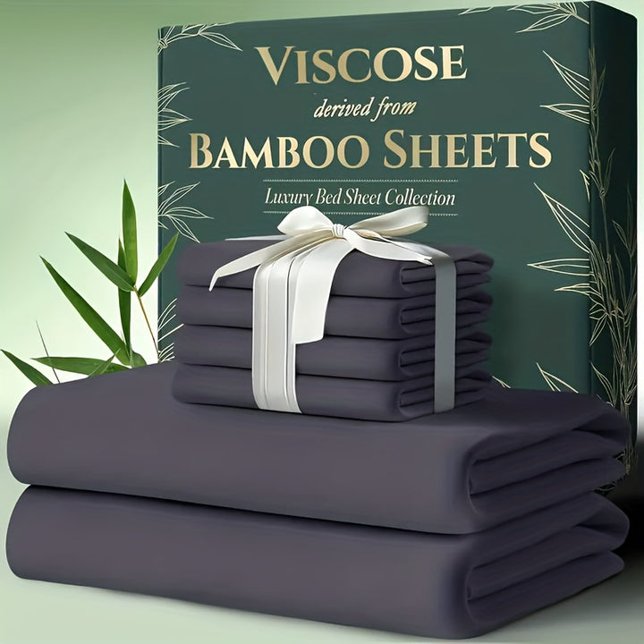 6pcs Bamboo Cooling Bed Sheets Sets  - Ultra Soft & Luxuriously Cooling for Hot Sleepers