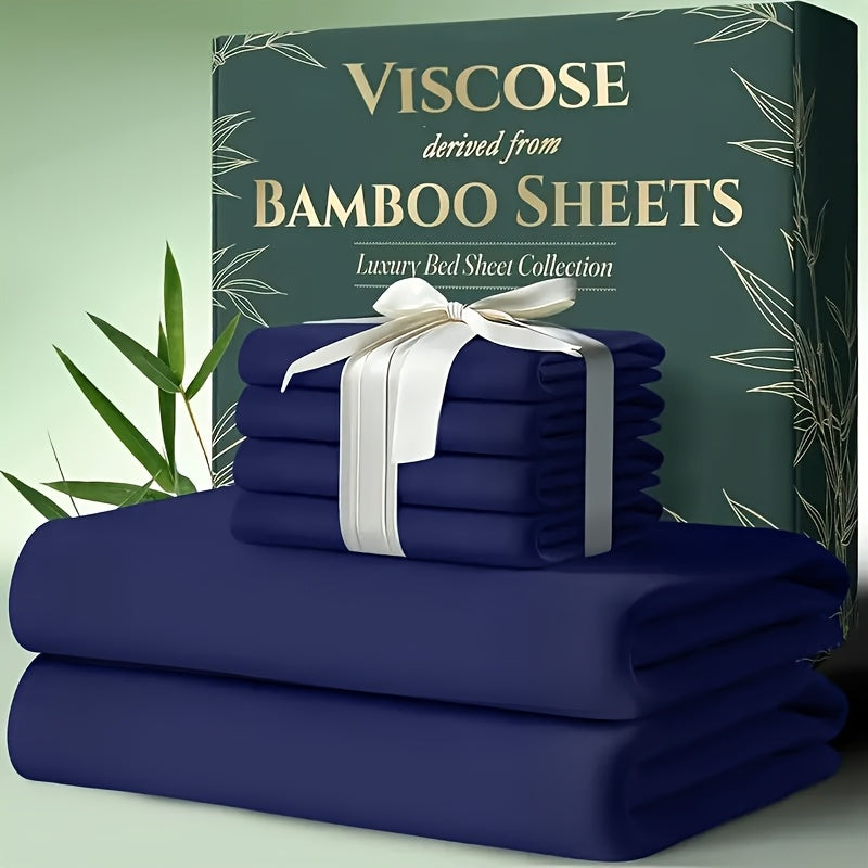 6pcs Bamboo Cooling Bed Sheets Sets  - Ultra Soft & Luxuriously Cooling for Hot Sleepers