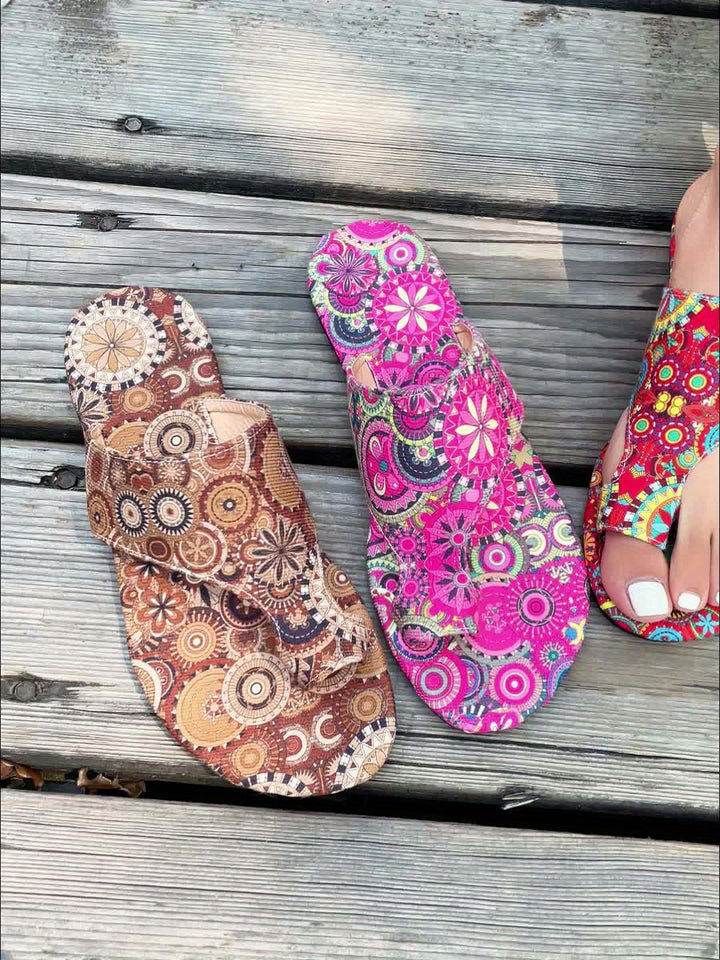 Women's Floral Flat Athletic Slide Sandals