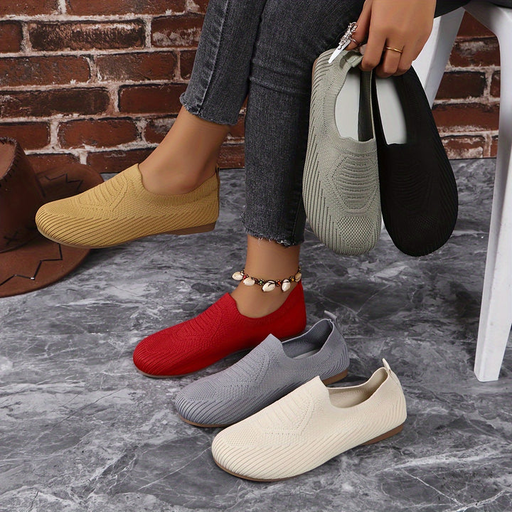 Breathable Knit Slip-On Flats