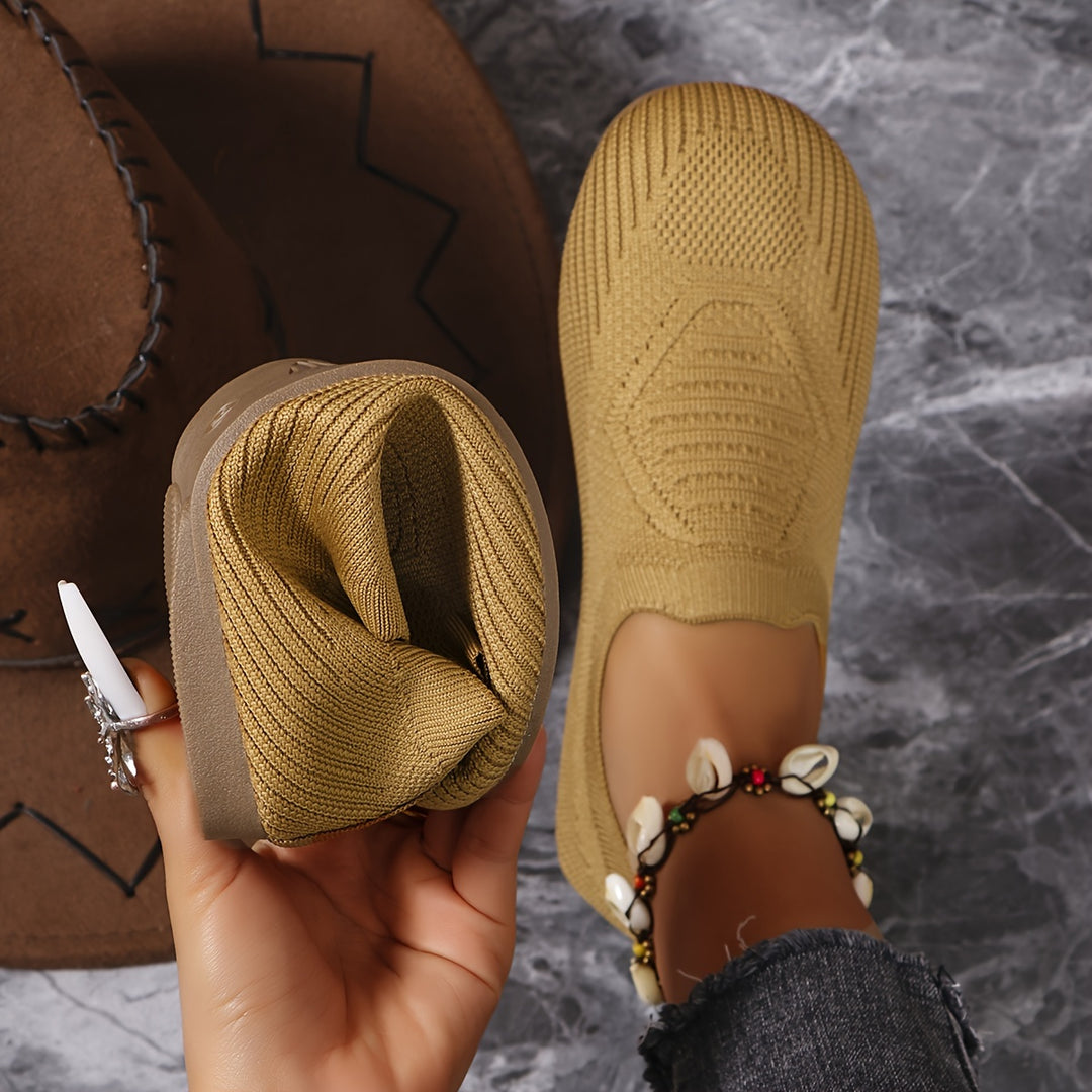 Breathable Knit Slip-On Flats