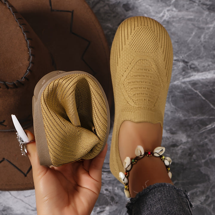 Breathable Knit Slip-On Flats