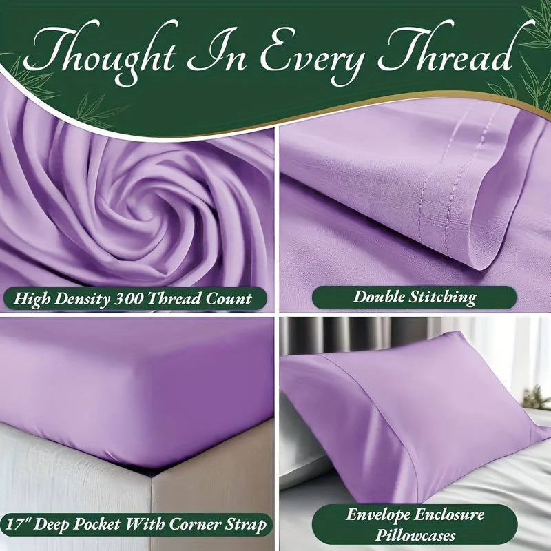 6pcs Bamboo Cooling Bed Sheets Sets  - Ultra Soft & Luxuriously Cooling for Hot Sleepers