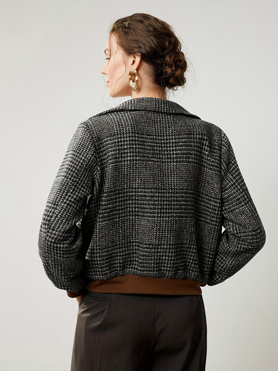 Women's Slim-Fit Plaid Button-Front Jacket