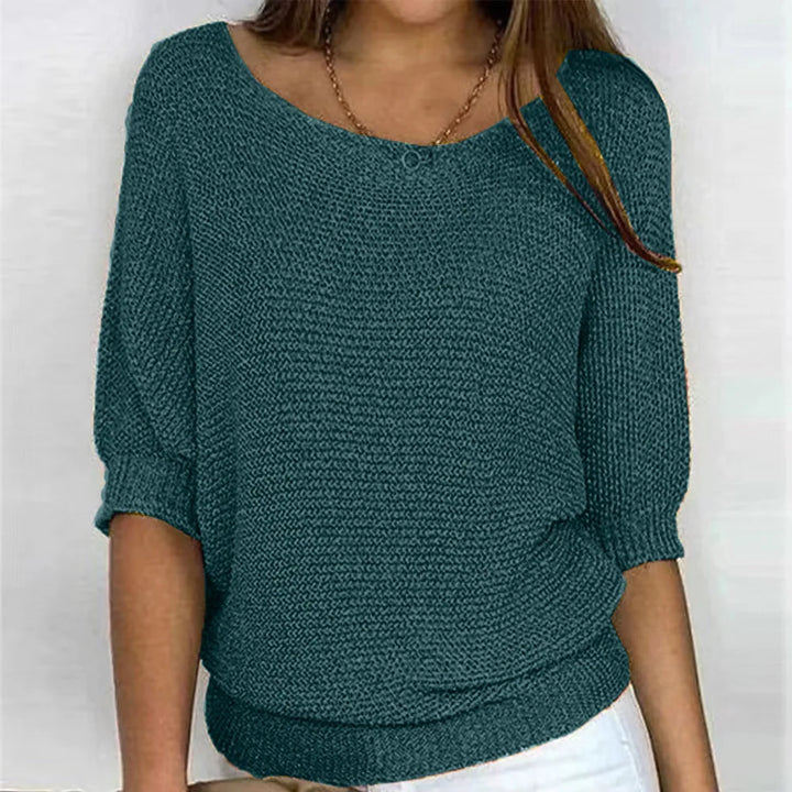 Lisa - Casual jumper with round neck and 3/4 sleeves for women