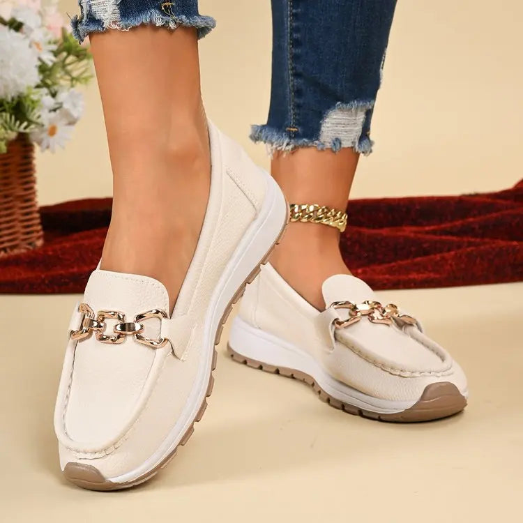 Metal Chain Platform Loafers