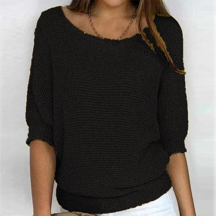 Lisa - Casual jumper with round neck and 3/4 sleeves for women