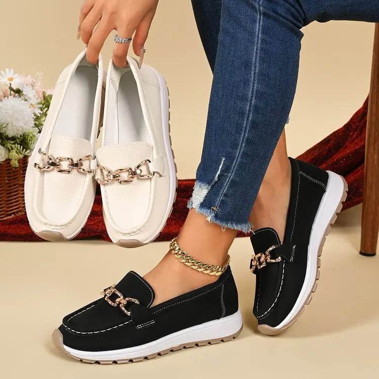 Metal Chain Platform Loafers