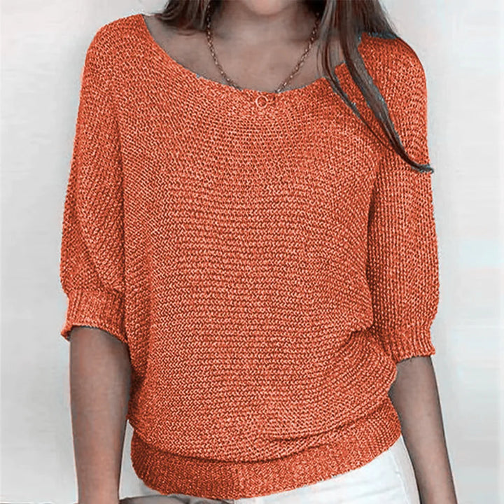 Lisa - Casual jumper with round neck and 3/4 sleeves for women
