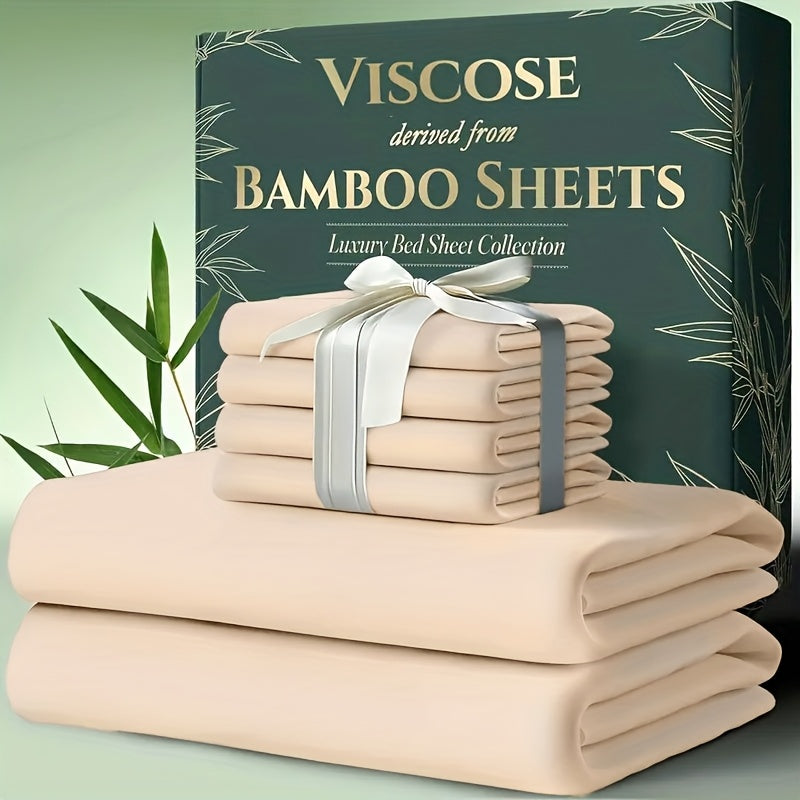 6pcs Bamboo Cooling Bed Sheets Sets  - Ultra Soft & Luxuriously Cooling for Hot Sleepers