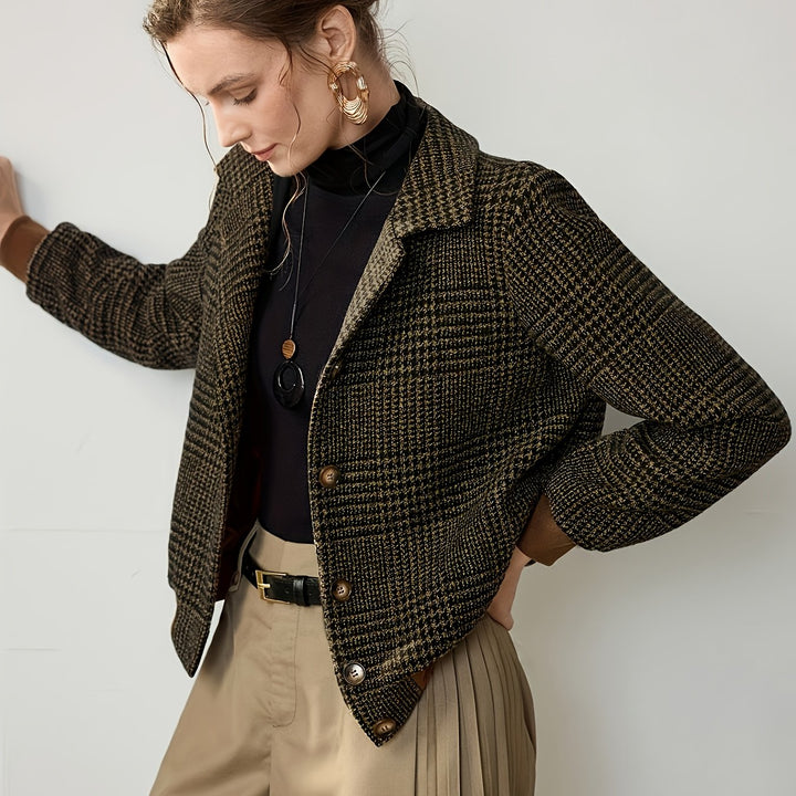 Women's Slim-Fit Plaid Button-Front Jacket