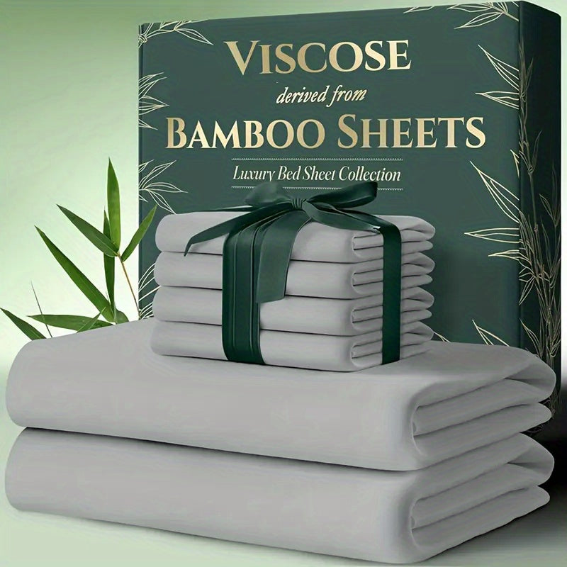6pcs Bamboo Cooling Bed Sheets Sets  - Ultra Soft & Luxuriously Cooling for Hot Sleepers