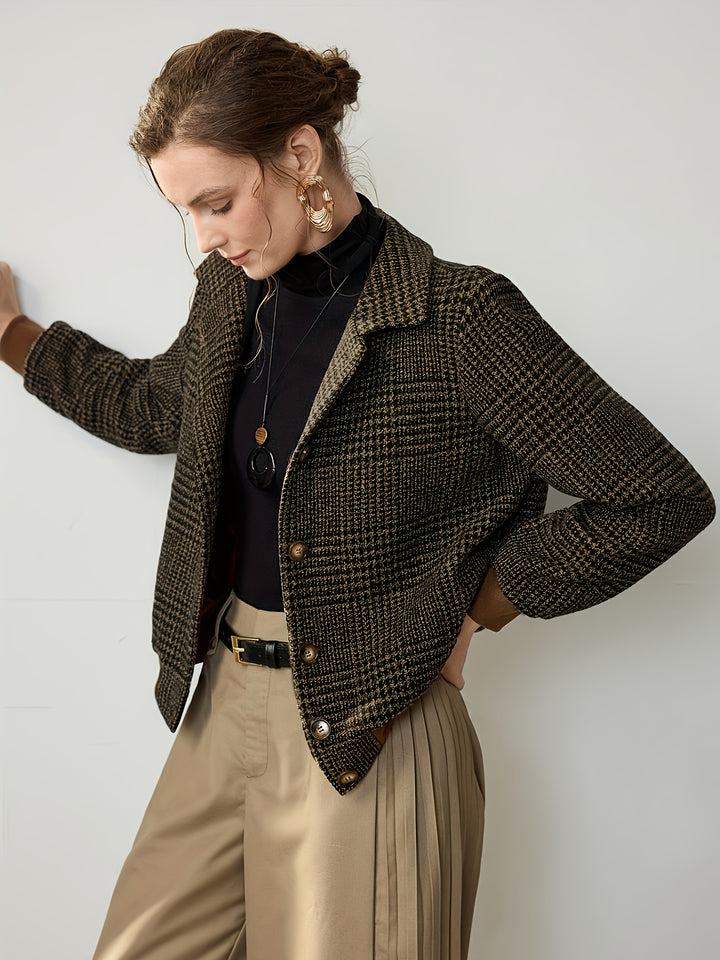 Women's Slim-Fit Plaid Button-Front Jacket