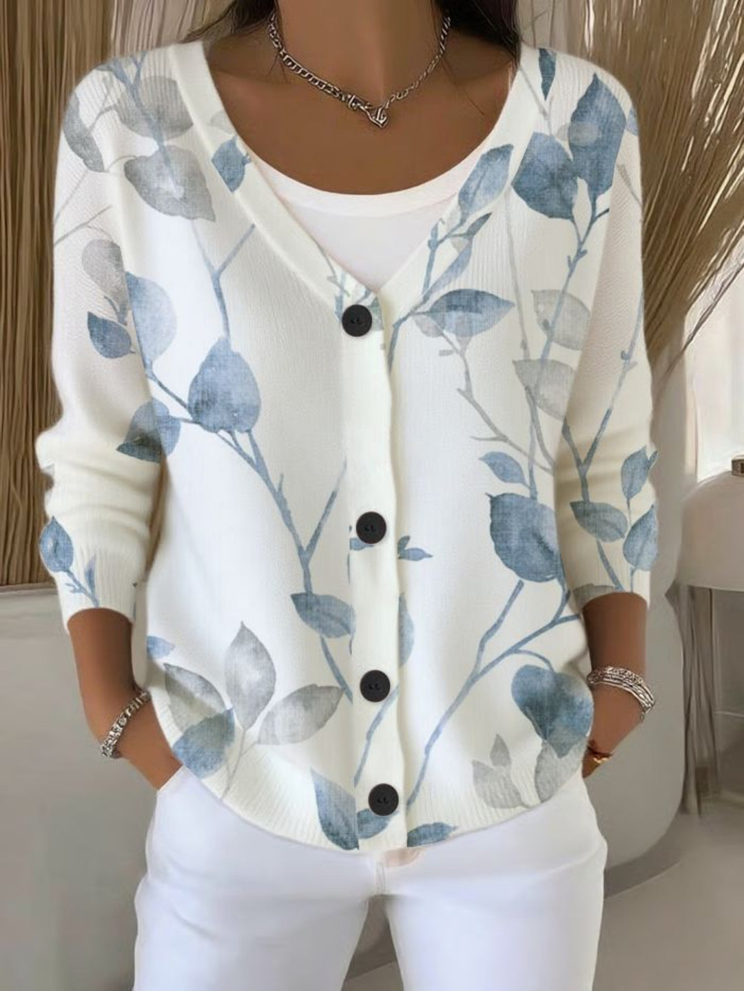 Women'S Elegant & Floral Print Cardigan