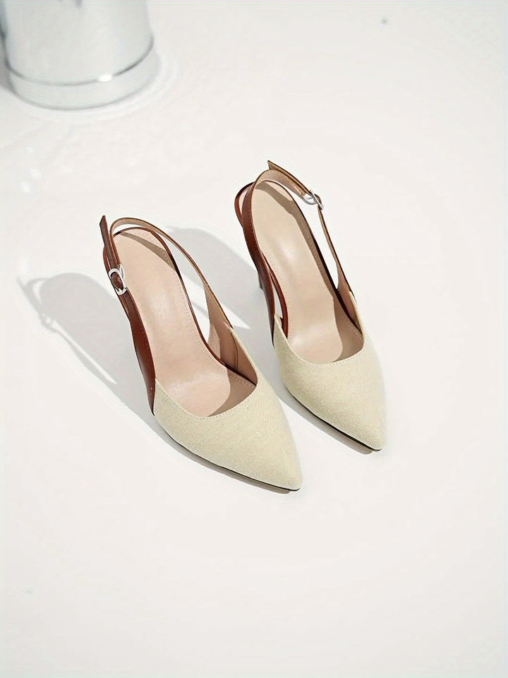 Women'S Stylish Brown & Beige Pointed-Toe Stiletto Heels