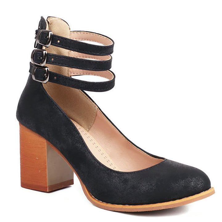 Casilda | Sleek Ankle Strap Sandals with Chunky Heel