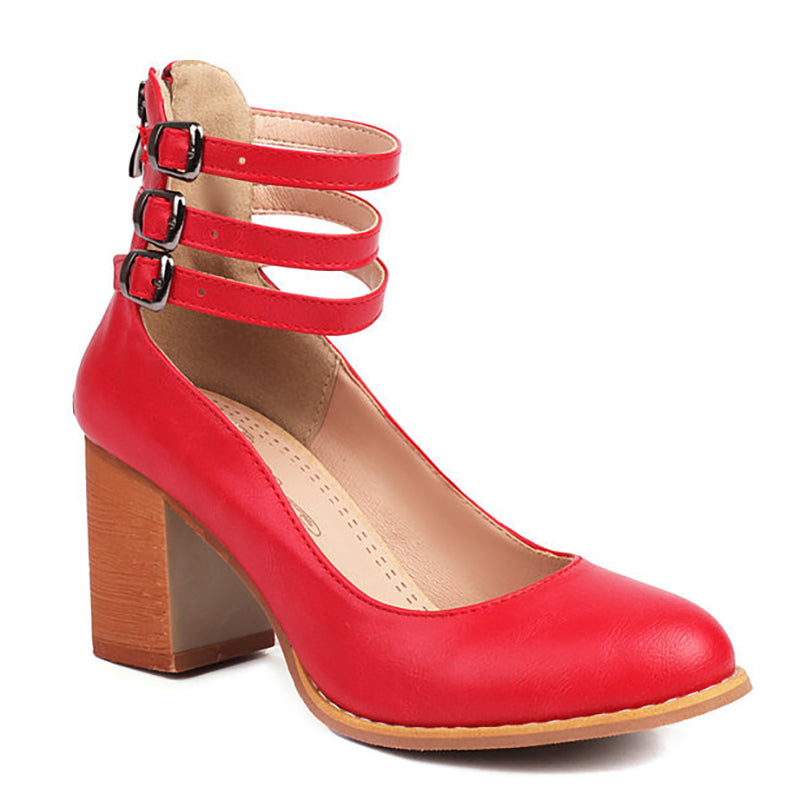 Casilda | Sleek Ankle Strap Sandals with Chunky Heel