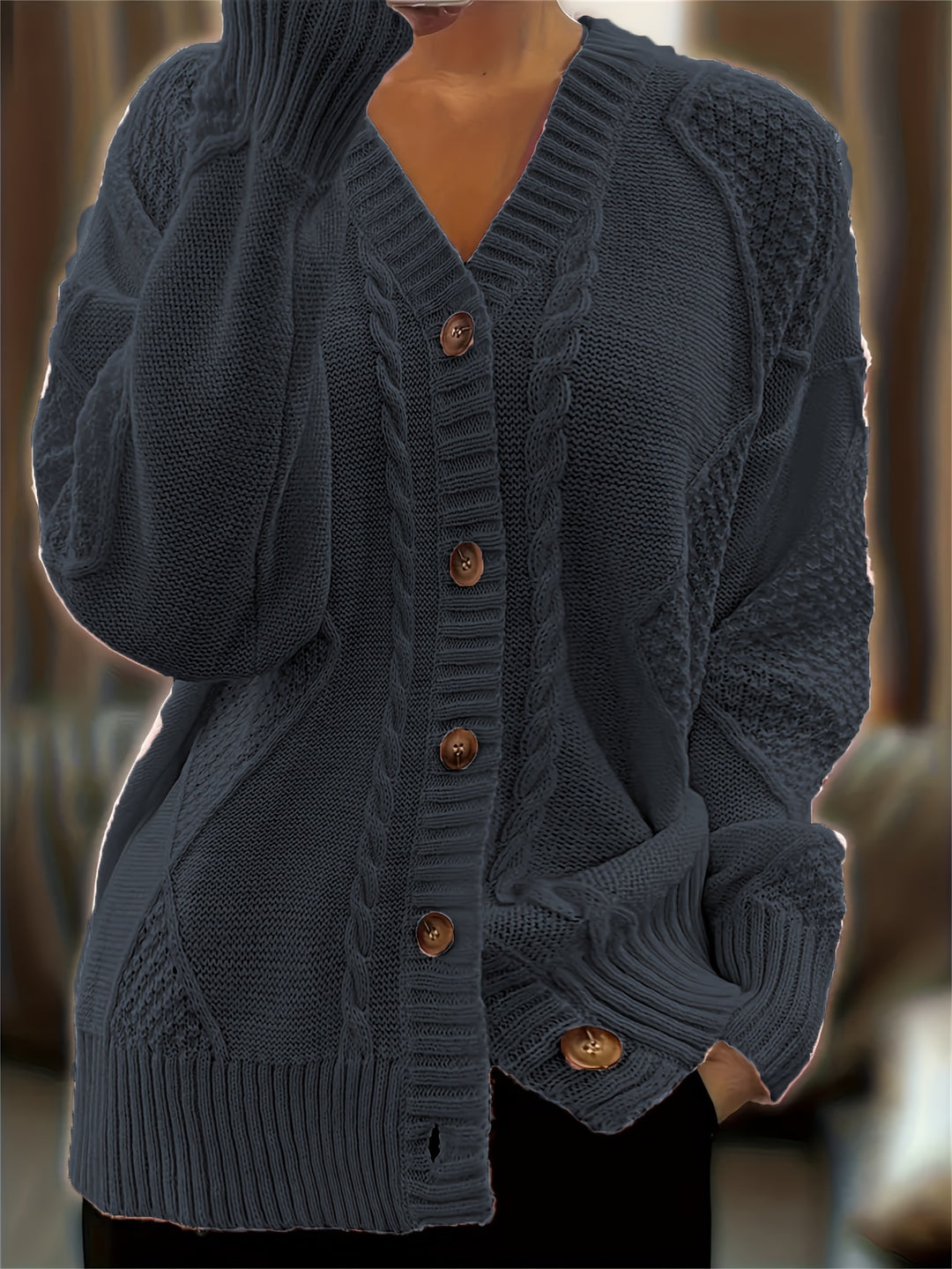 Women'S Elegant V-Neck Cardigan