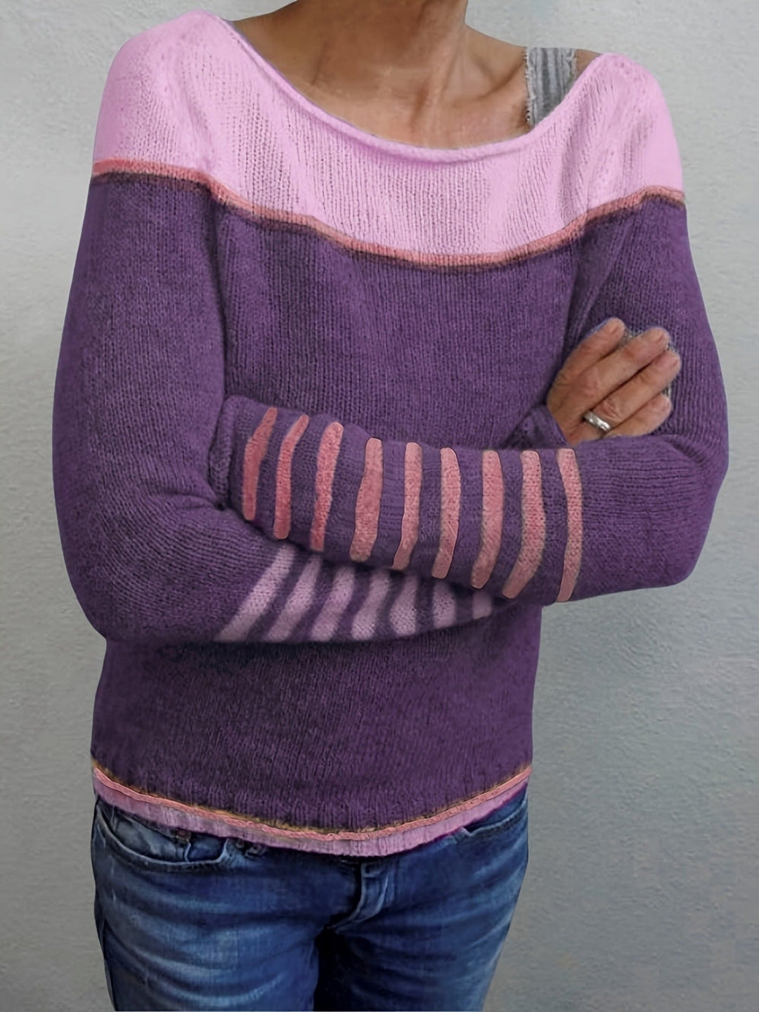 Ava - Long Sleeve Striped Sweater