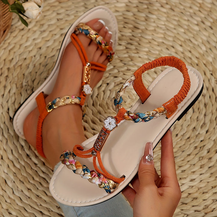 Women's Braided Elastic Strap Sandals