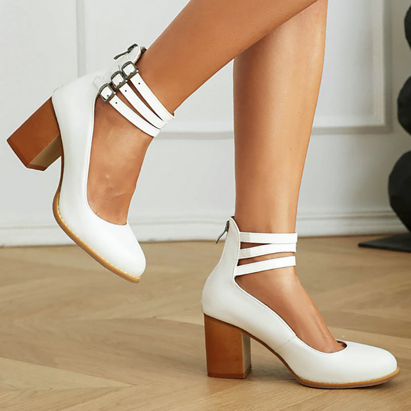 Casilda | Sleek Ankle Strap Sandals with Chunky Heel